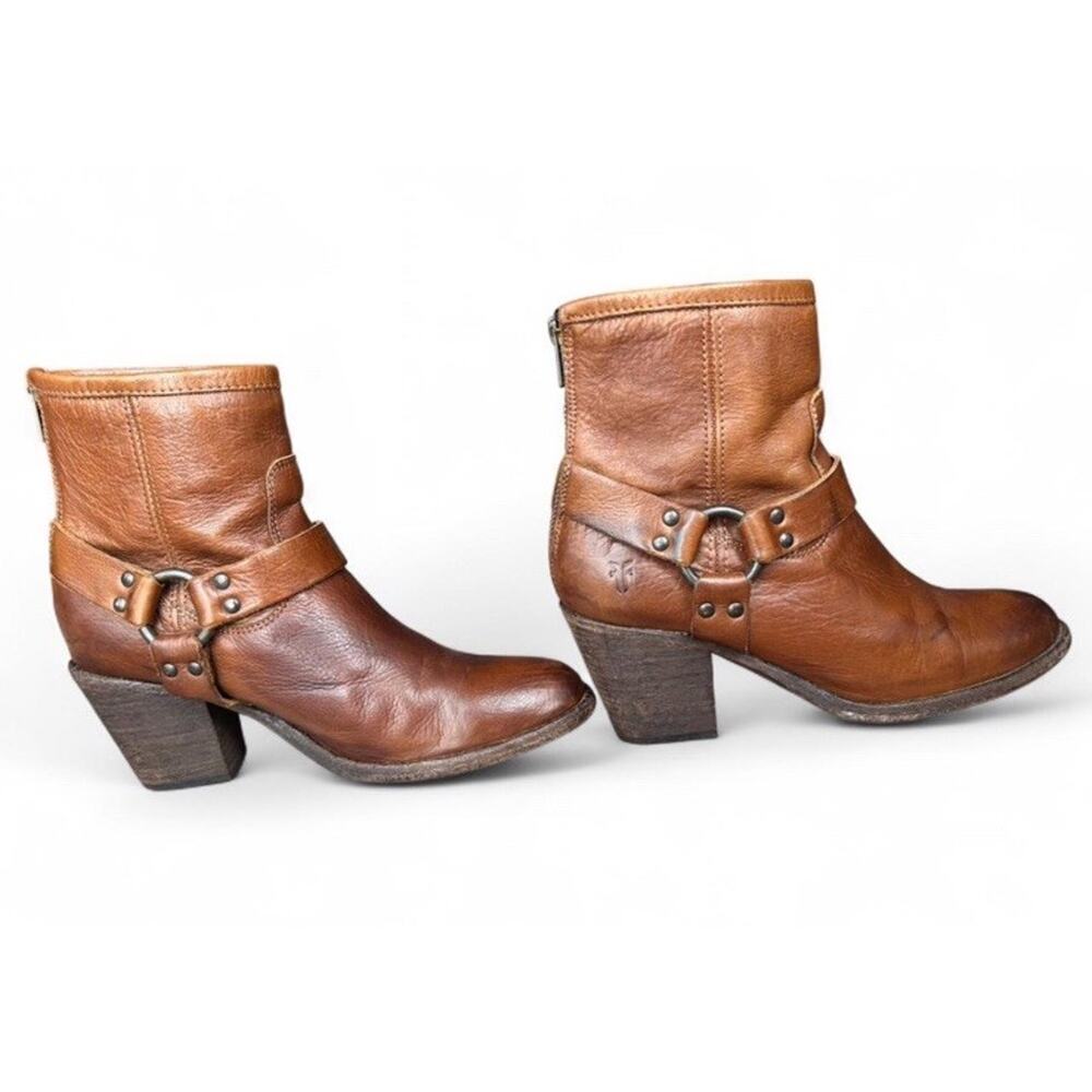 Frye Womens Brown Tan Leather Tabitha Harness Ankle Boots Size 8.5 Western - Picture 2 of 10